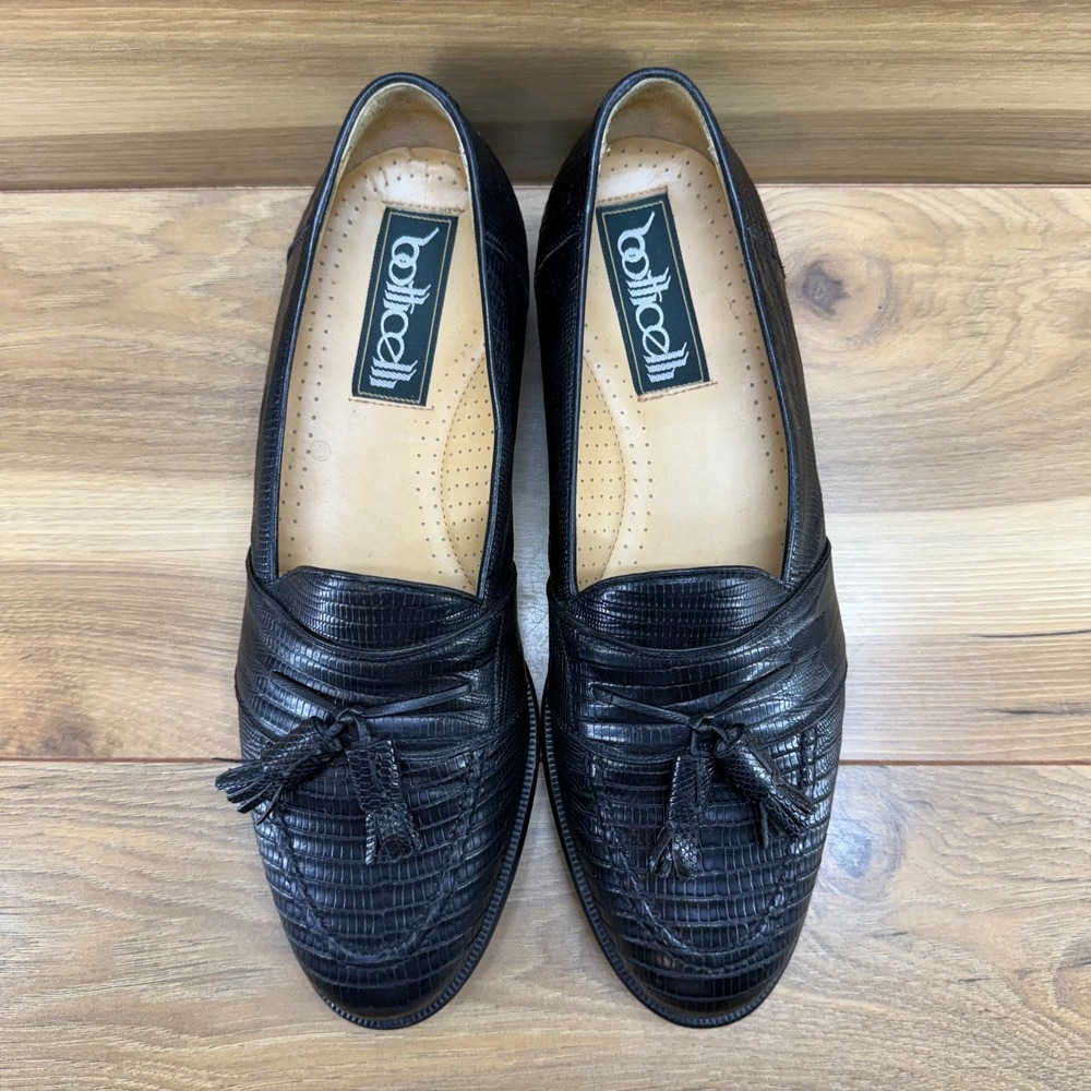 Botticelli Genuine Lizard Loafers Mens 8 M Black Tassel Dress Shoes